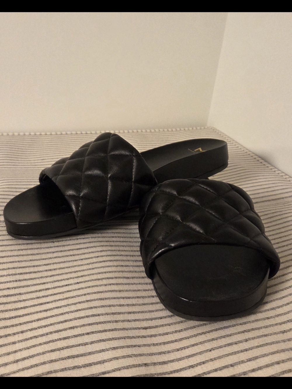 Marc Fisher Black Quilted Slide Sandal